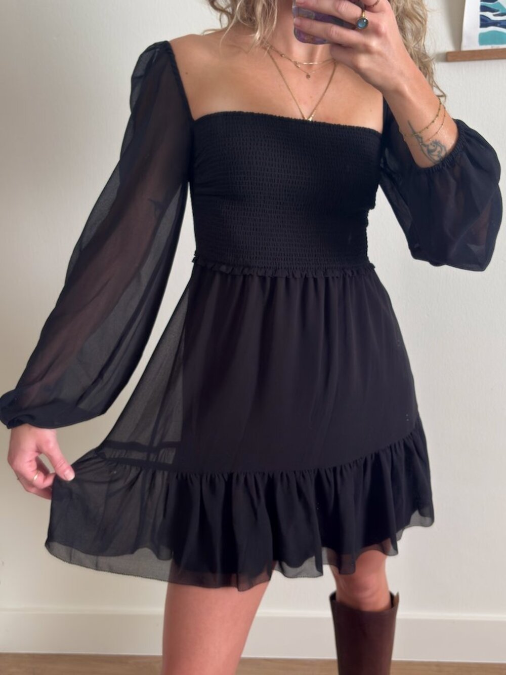 Aritzia Wilfred Tempest Mini Dress Black XS